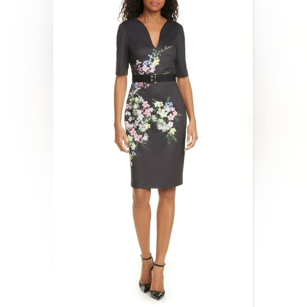 Ted Baker Londar Soliaa Pergola Floral Body-Con Midi Dress Size 4/10